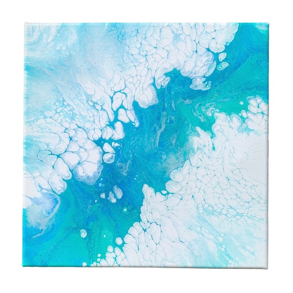 Ocean Scene Fluid Art Abstract Painting Wall Decor Beachy Coastal Nautical - Picture 2 of 5